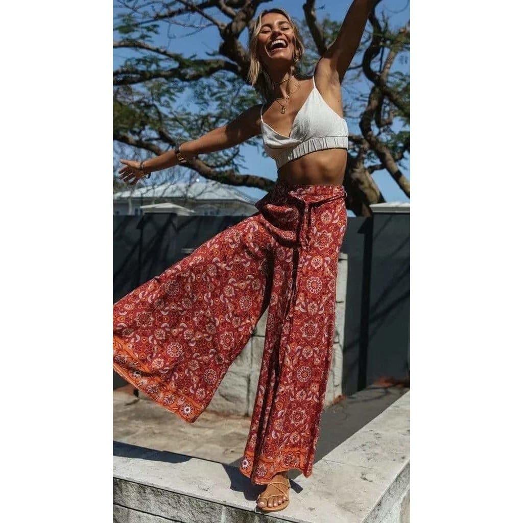 summer belted boho pants