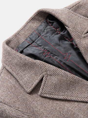 mens business woolen single-breasted thick suit collar casual overcoat