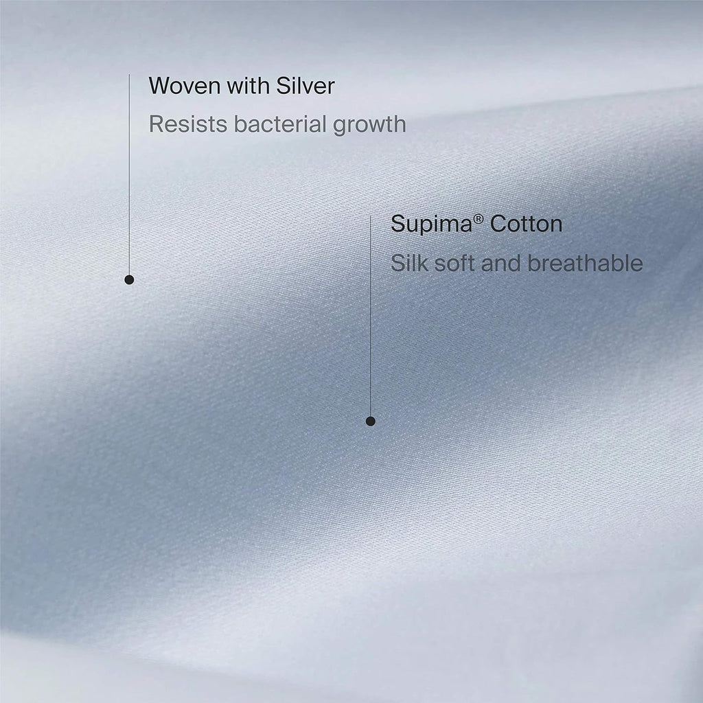 Silvon Anti-Acne Premium Twin Duvet Cover for Acne Prone Skin-Silver Infused Smart Fabric -No Odor and Acne-Causing Bacteria - Breathable &amp; Ultra Soft Supima Cotton Duvet Cover (Twin, Sky/Blue)