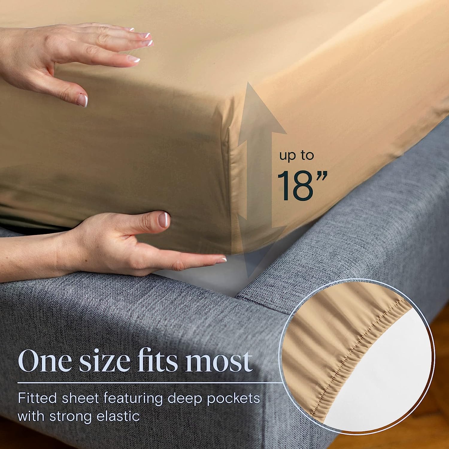 LuxClub 7 PC Split King Sheet Set Bamboo Sheets Deep Pockets 18" Eco Friendly Wrinkle Free Cooling Sheets Machine Washable Hotel Bedding Silky Soft - Mocha Split King