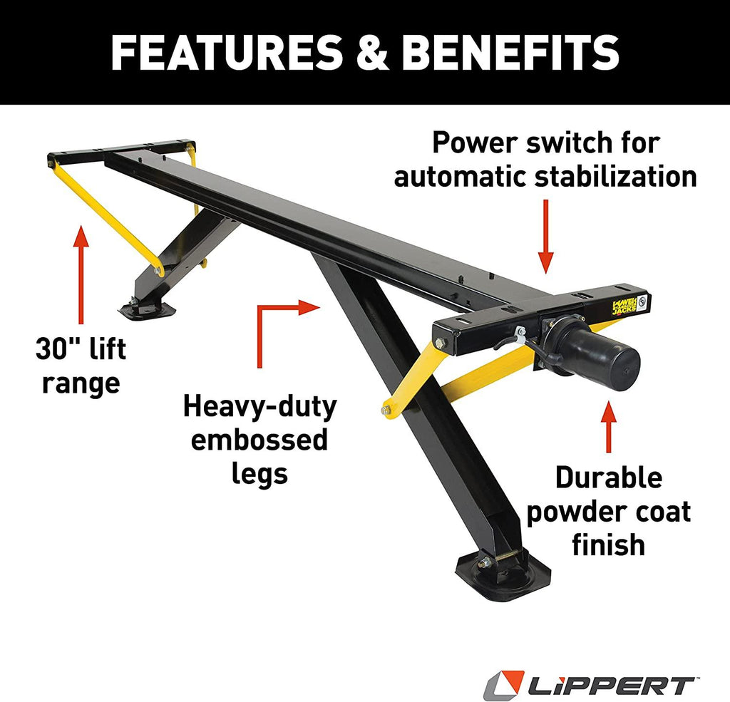 Lippert Components High Speed Power Stabilizer Jack Kit with Black Waterproof Switch Kit (298707)