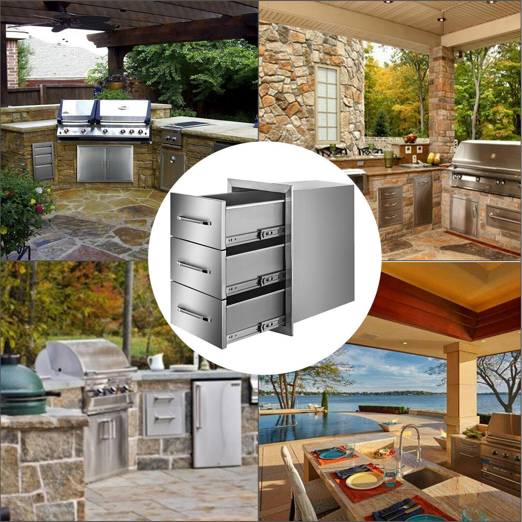 16"x21.5" Outdoor Kitchen Drawers Triple Access StoraBBQ Drawer Grill Station