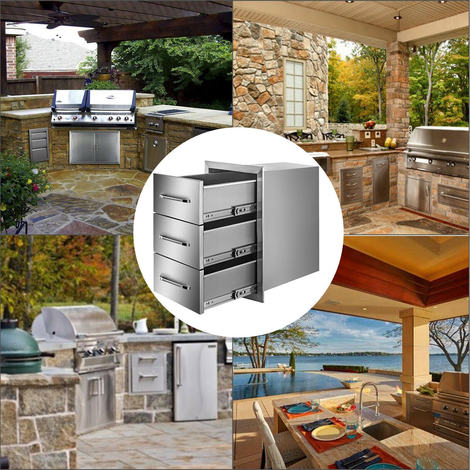 16"x21.5" Outdoor Kitchen Drawers Triple Access StoraBBQ Drawer Grill Station
