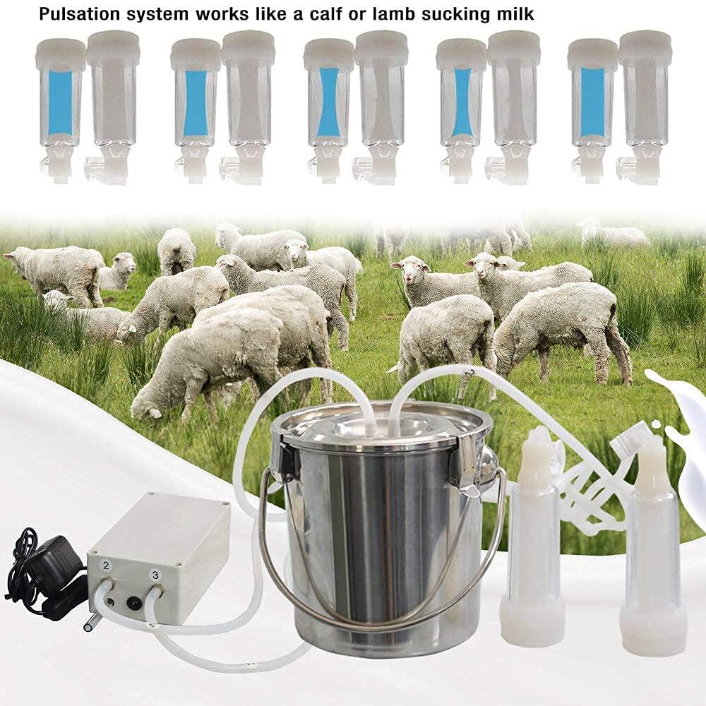CJWDZ MilMachine for Goats Cows, Pulsation Vacuum Pump Milker, MilSupplies W/ Steel Bucket, Portable Suction Machine for Jerseys, Nigerian Dwarfs, Nubian Mix (Goat, 3L)