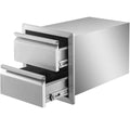Double Drawer Outdoor Kitchen BBQ Island Drawers  Steel 14"WX15"H