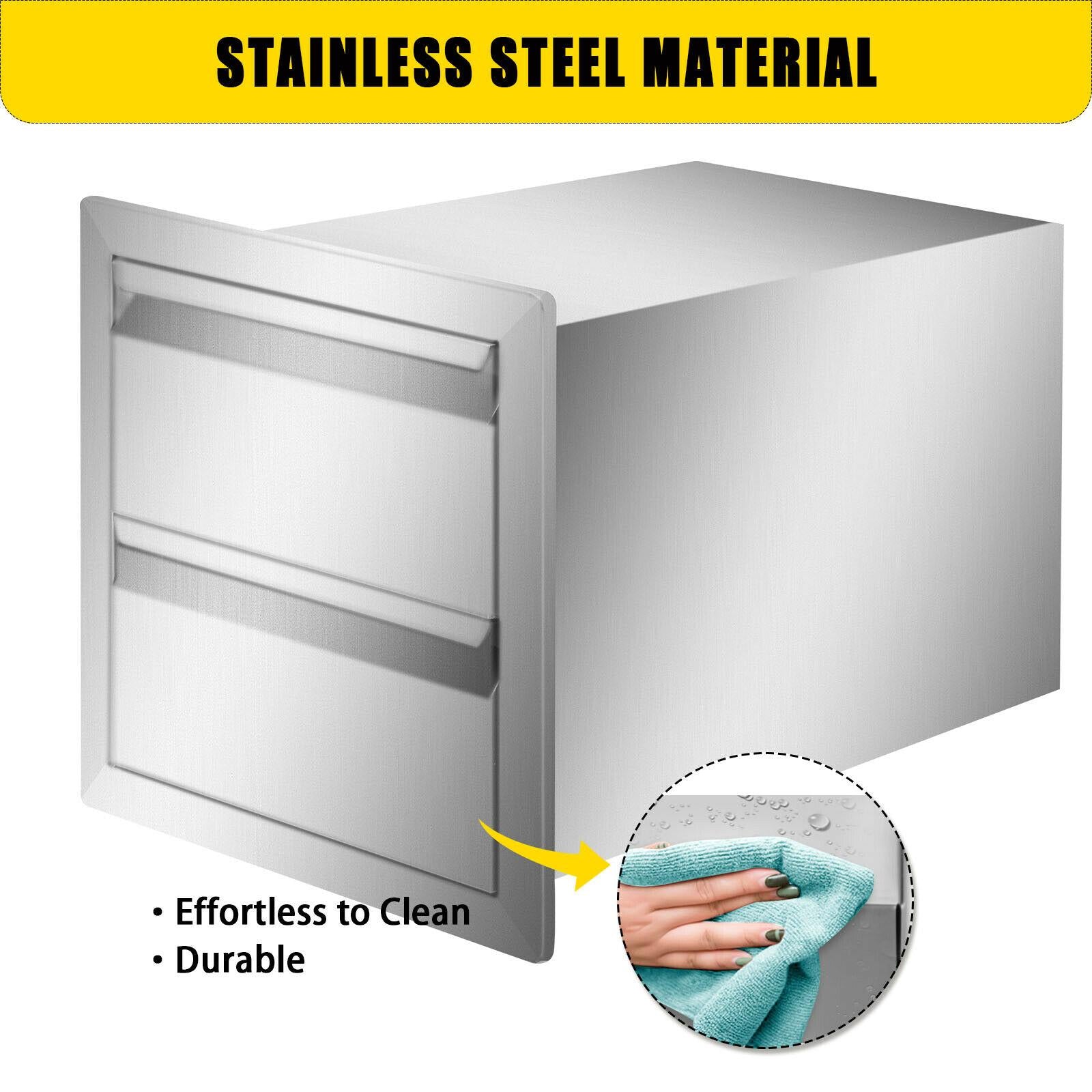 Double Drawer Outdoor Kitchen BBQ Island Drawers  Steel 14"WX15"H