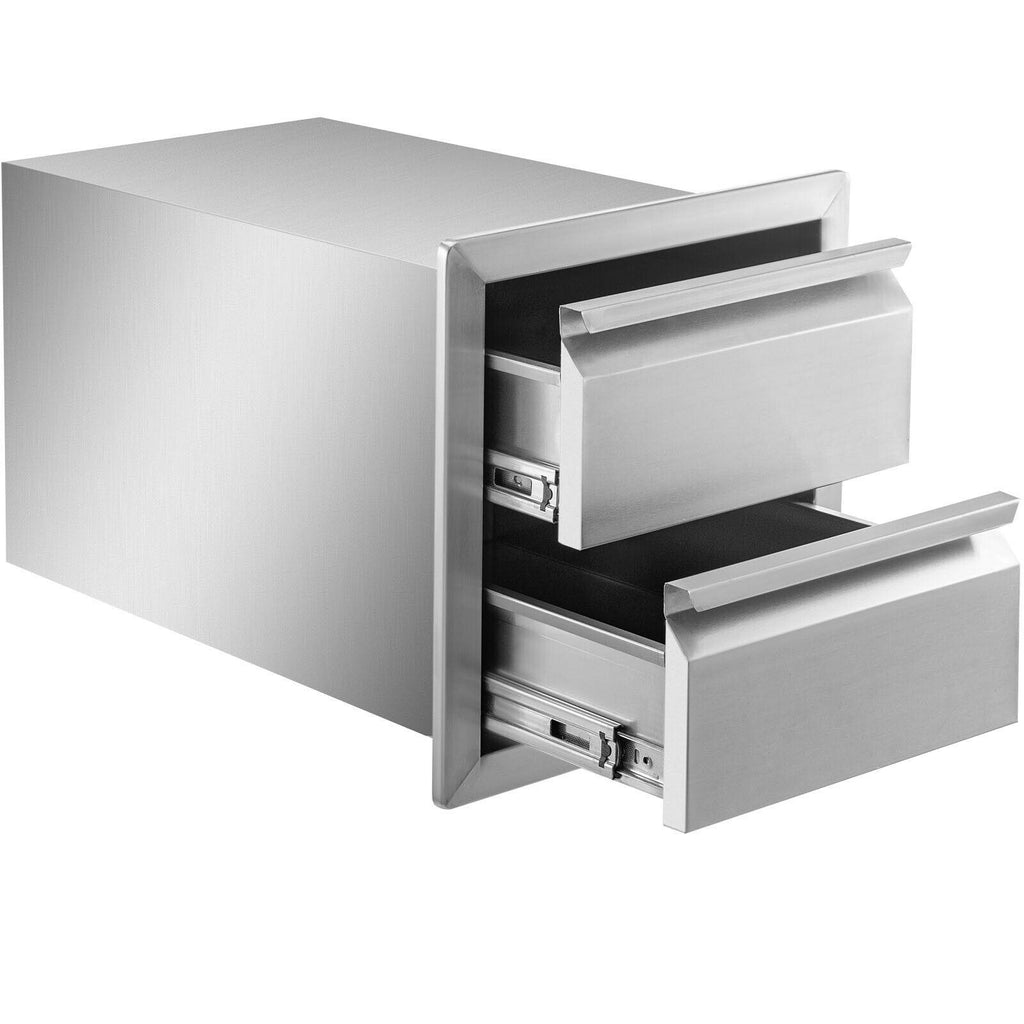 Double Drawer Outdoor Kitchen BBQ Island Drawers  Steel 14"WX15"H