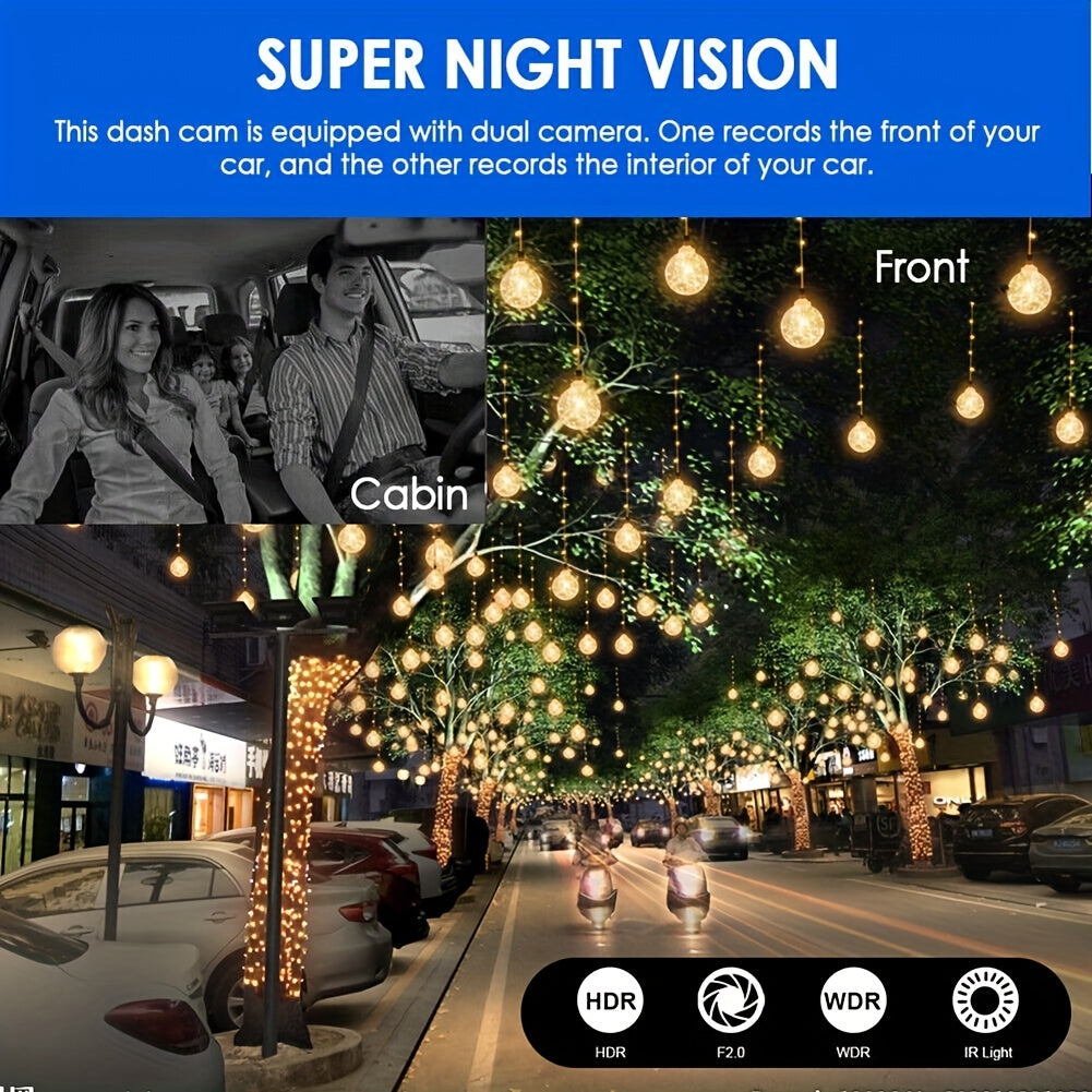 Dash Cam 3.16 Inch Dual Lens Dash Cam, Front -in Camera G Sensor HD Night Vision Wide Angle Car DVR