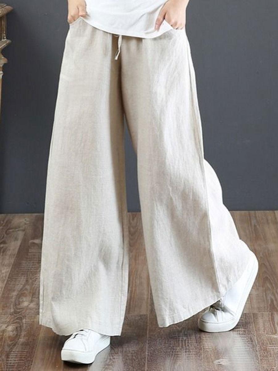Literary Cotton And Linen Loose Wide-Leg Pants