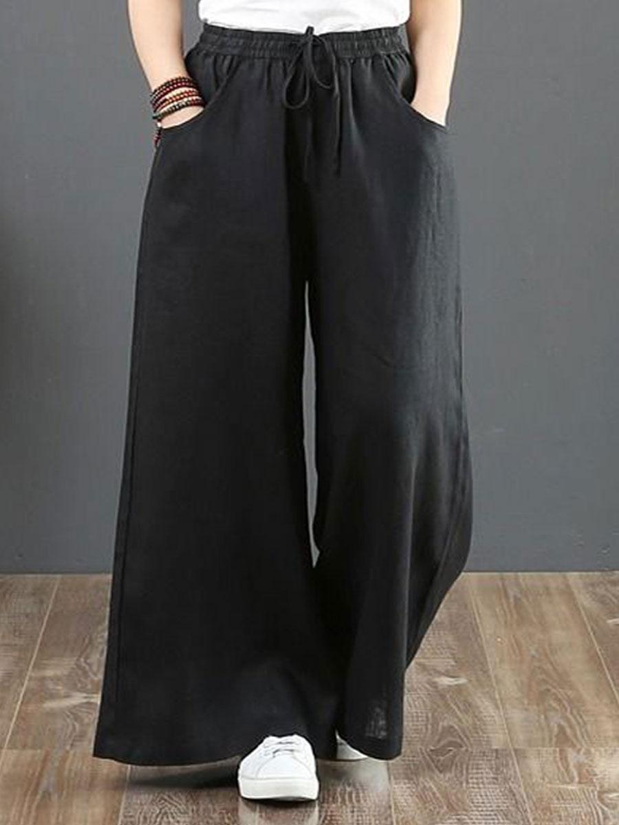 Literary Cotton And Linen Loose Wide-Leg Pants