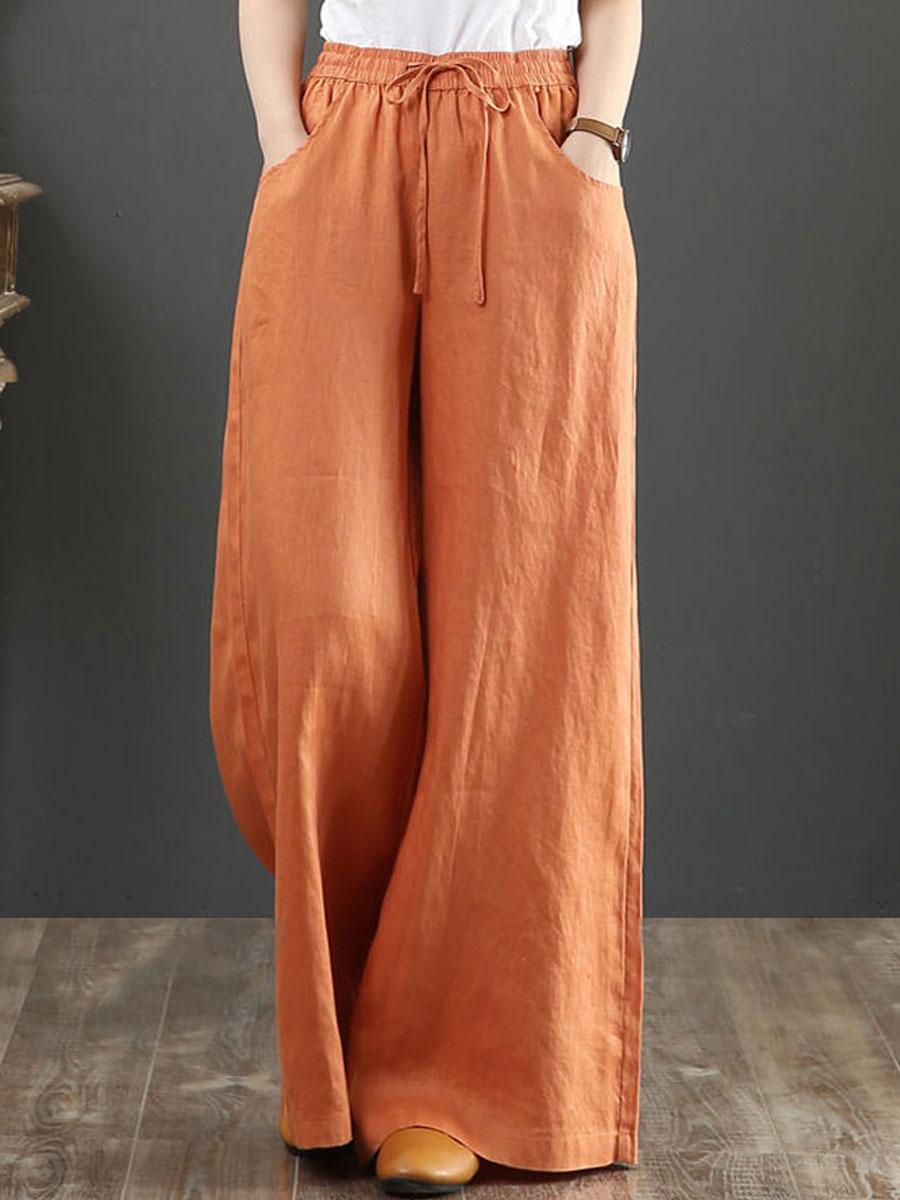 Literary Cotton And Linen Loose Wide-Leg Pants