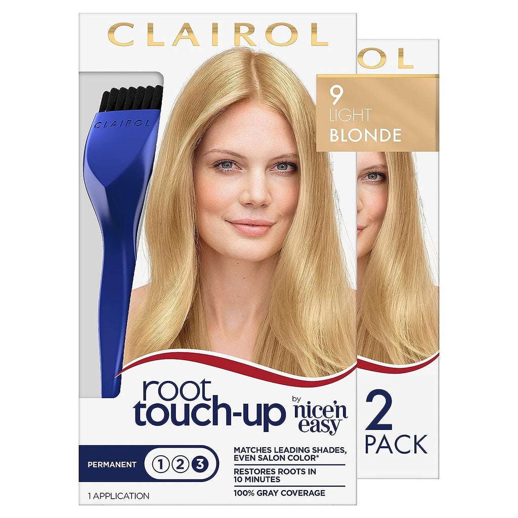 Clairol Root Touch-Up by Nice'n Easy Permanent Hair Dye, 9 Light Blonde Hair Color, Pack of 2