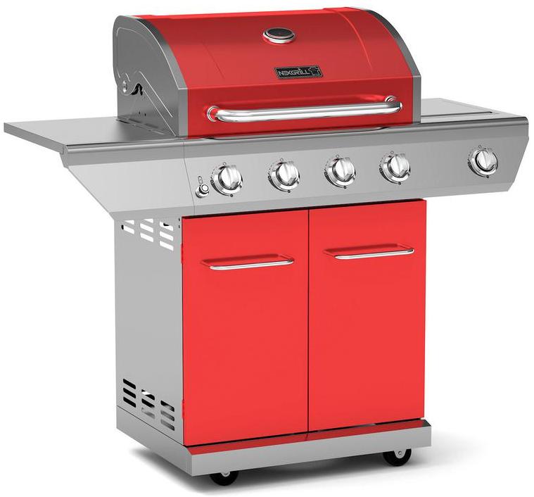 Propane Gas BBQ Grill 4-Burner with Side Burner 60,000 BTU Barbecue Red