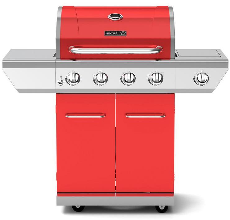 Propane Gas BBQ Grill 4-Burner with Side Burner 60,000 BTU Barbecue Red