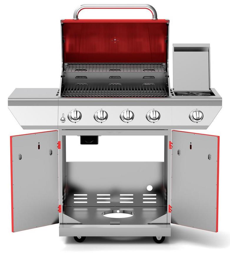 Propane Gas BBQ Grill 4-Burner with Side Burner 60,000 BTU Barbecue Red
