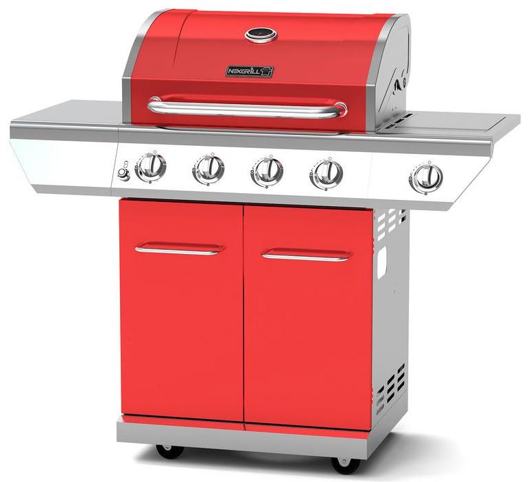 Propane Gas BBQ Grill 4-Burner with Side Burner 60,000 BTU Barbecue Red