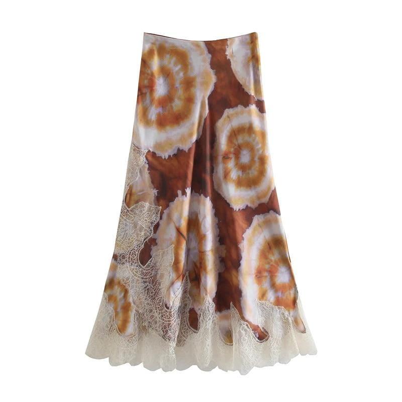 vintage a-line high waist midi skirt