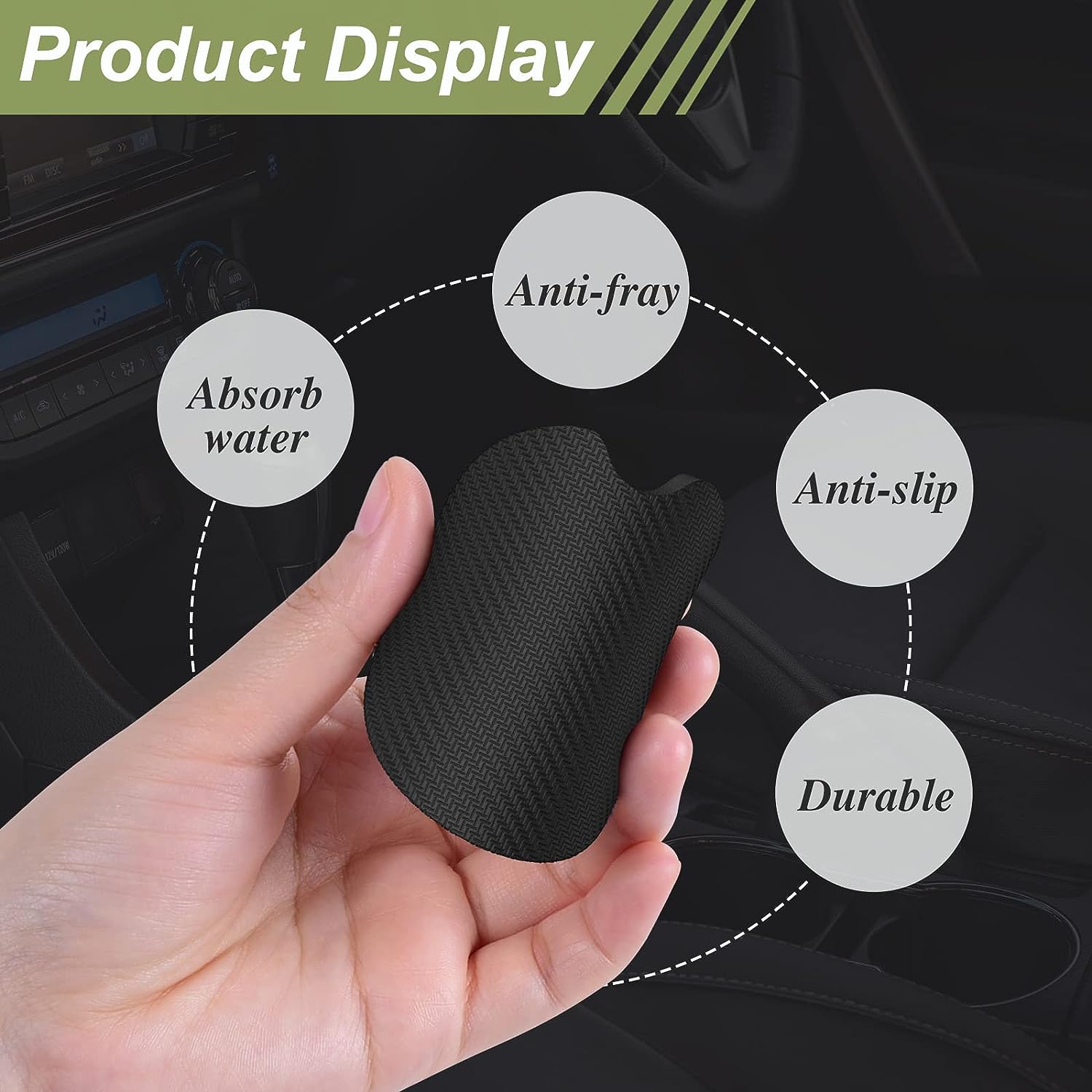 Nipichsha Car Cup Holder Coasters, Car Coasters for Cup Holders, 2 Pack Anti Slip Insert Coasters, Rubber Car Cup Mat with A Finger Notch, Cute Car Interior Accessories for Women (Light Luxury Blue)