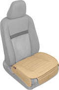 Motor Trend Beige Faux Leather Car Seat Cover for Front Seats, 1-Piece Padded Seat Protector with Storage Pockets, Premium Interior Cover for Cars Truck SUV Auto