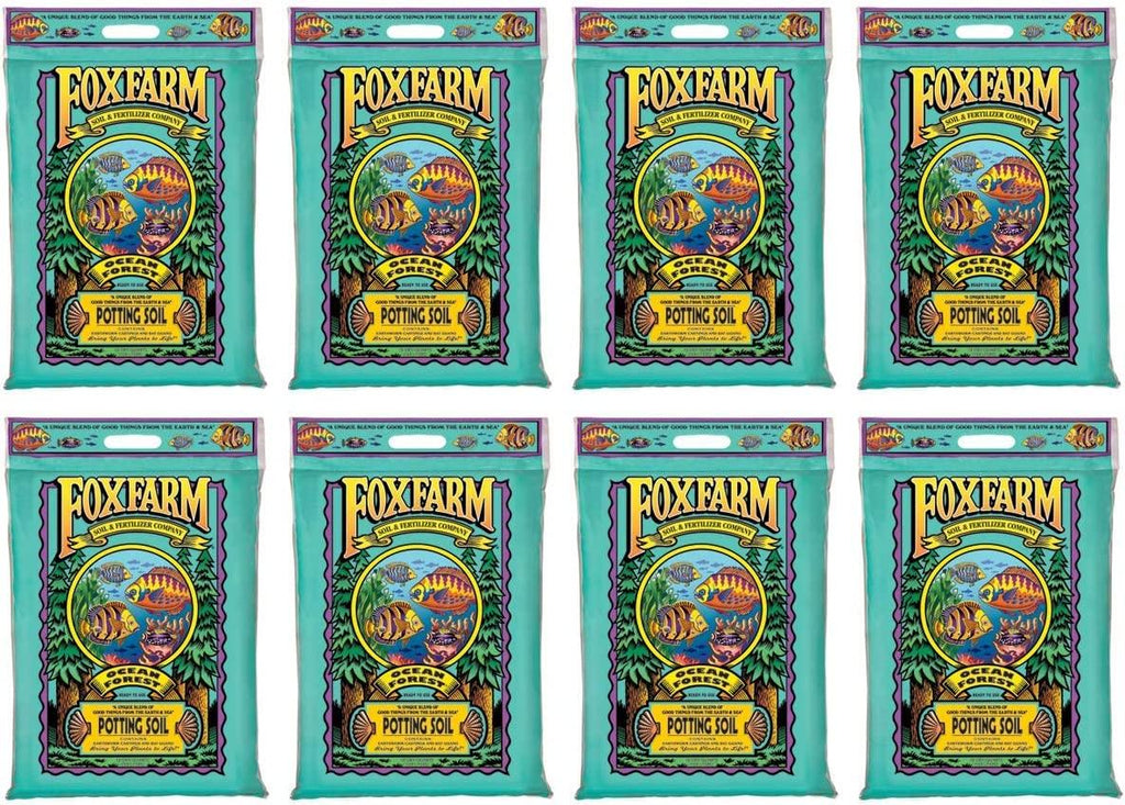 FoxFarm FX14053 Ocean Forest Plant Garden PH Adjusted 12 Quarts Potting Soil Blend Mix for Containerized Plants, 11.9 Pound Bag (8 Pack)