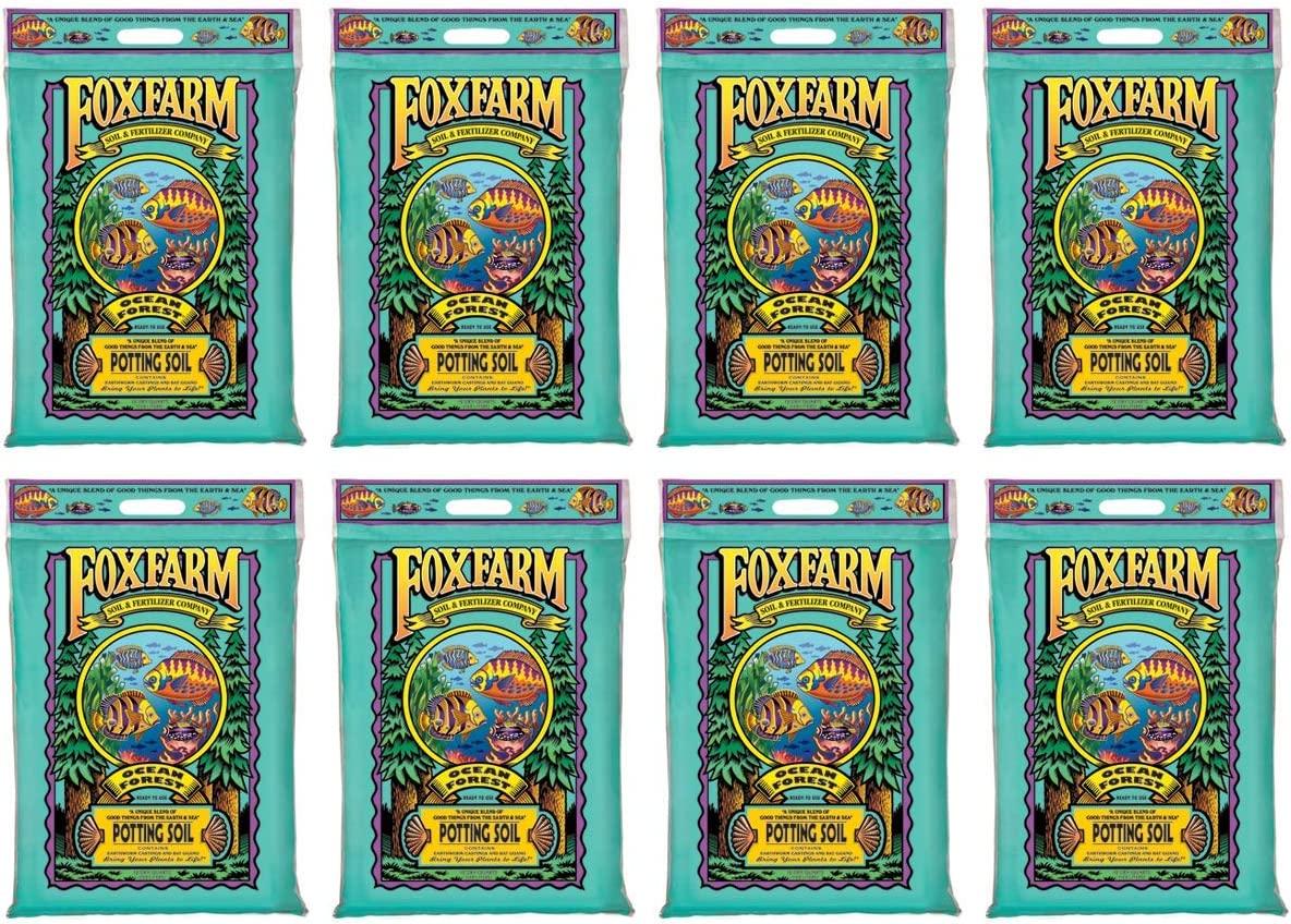 FoxFarm FX14053 Ocean Forest Plant Garden PH Adjusted 12 Quarts Potting Soil Blend Mix for Containerized Plants, 11.9 Pound Bag (8 Pack)
