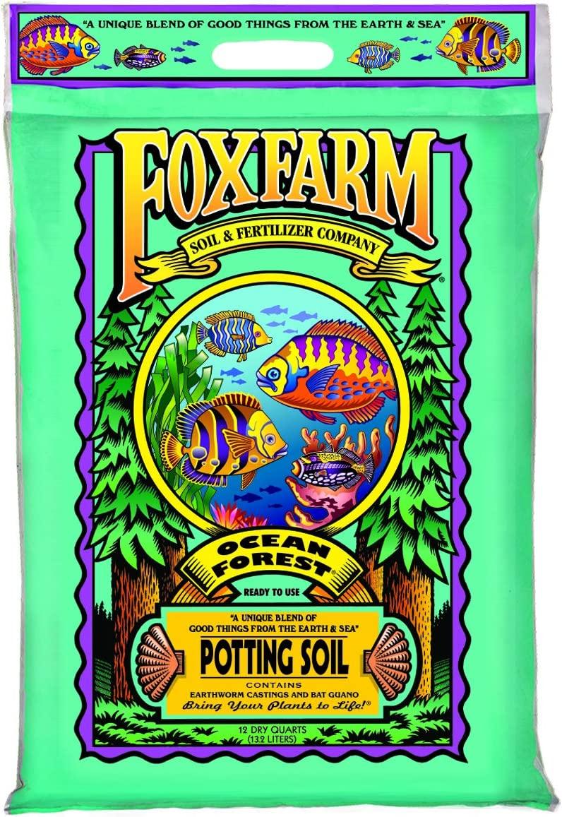 FoxFarm FX14053 Ocean Forest Plant Garden PH Adjusted 12 Quarts Potting Soil Blend Mix for Containerized Plants, 11.9 Pound Bag (8 Pack)
