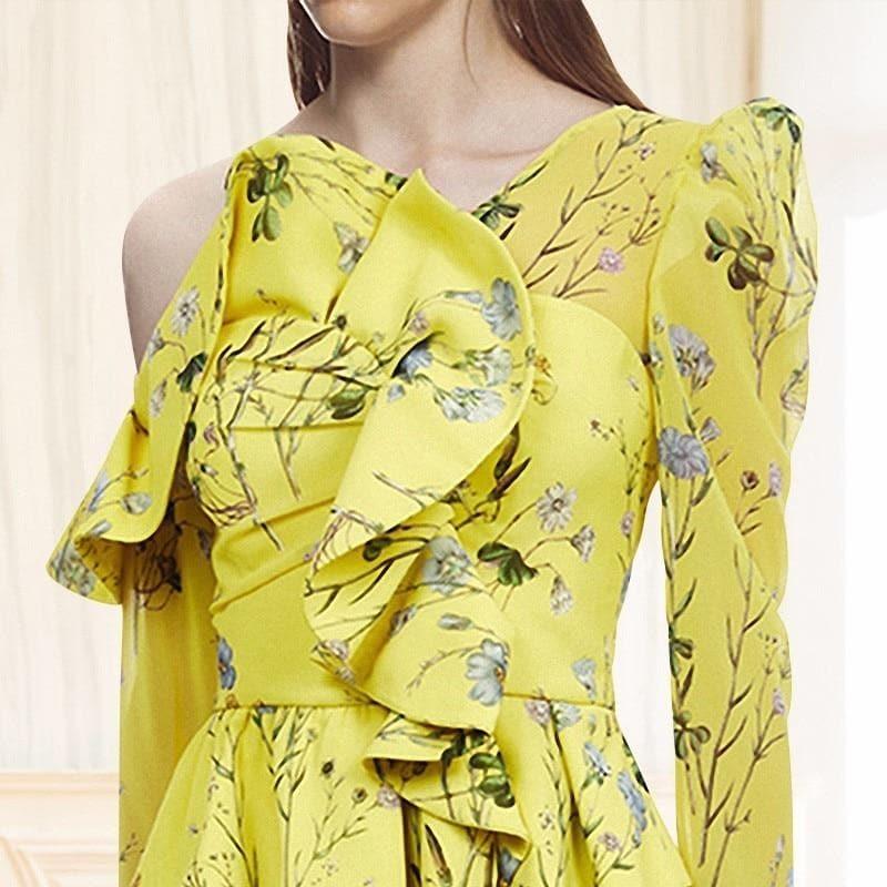 long sleeve ruffled floral blouse