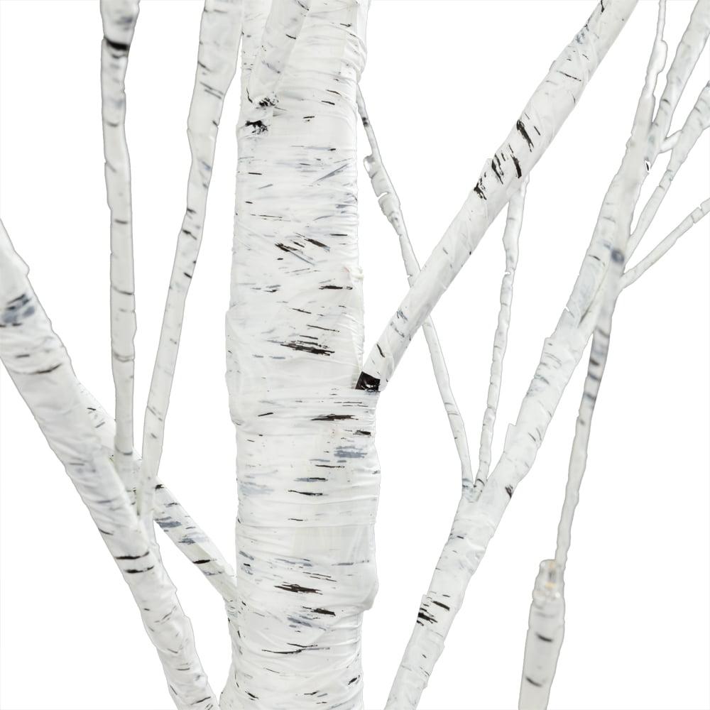 Prelit Birch Tree 96 LEDs Light Silver Twig Warm White White Branches (6 Ft) Home Festival Party Christmas Indoor and Outdoor 1 Pack