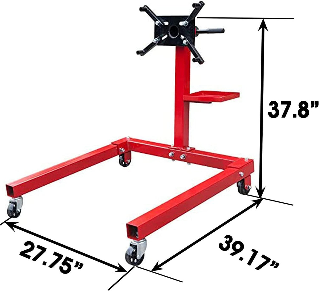 BIG RED T25671 Torin Steel Rotating Engine Stand with 360 Degree Rotating Head and Tool StoraTray: 5/8 Ton (1,250 lb) Capacity, Red