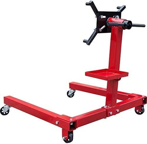 BIG RED T25671 Torin Steel Rotating Engine Stand with 360 Degree Rotating Head and Tool StoraTray: 5/8 Ton (1,250 lb) Capacity, Red
