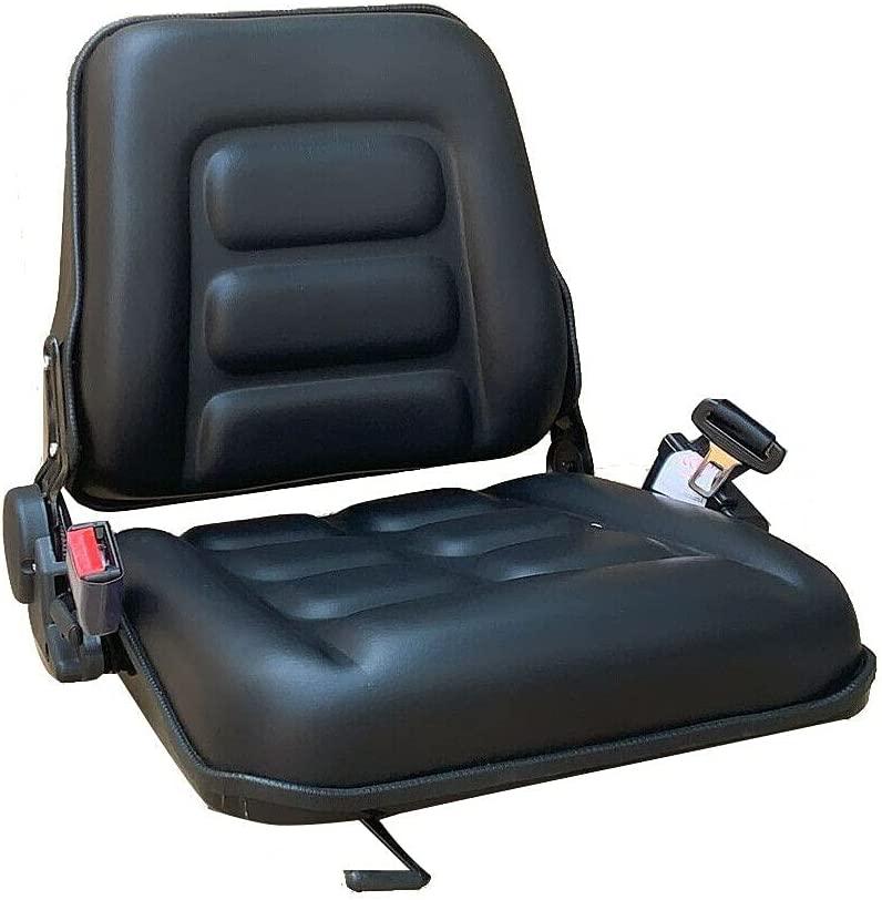 CDZHLTG Universal Forklift Seat Waterproof Forklift Suspension Seat with Safety Belt Adjustable Forklift Seat for Tractor Loader Excavator Forklift Black