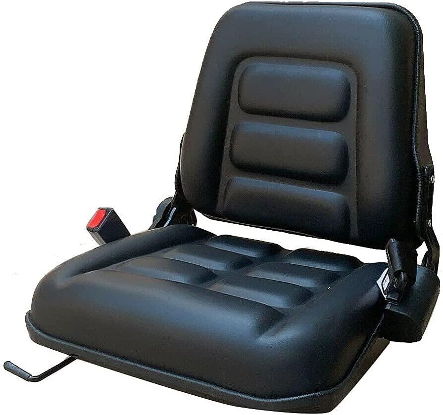 CDZHLTG Universal Forklift Seat Waterproof Forklift Suspension Seat with Safety Belt Adjustable Forklift Seat for Tractor Loader Excavator Forklift Black