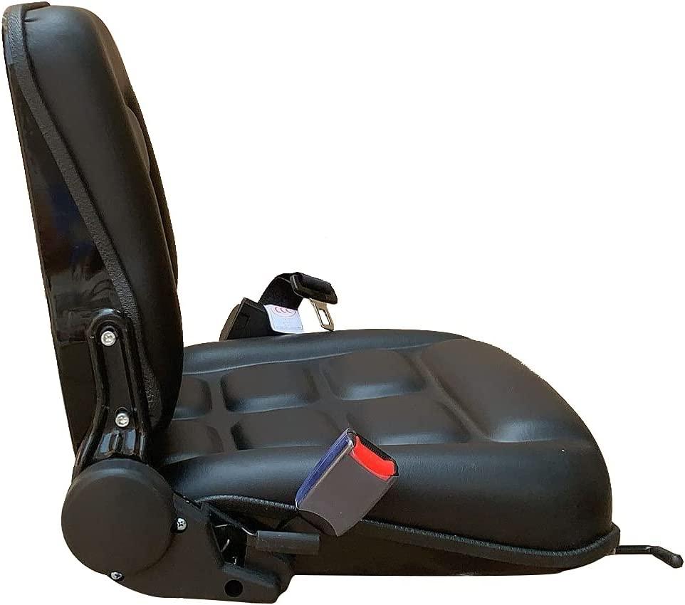 CDZHLTG Universal Forklift Seat Waterproof Forklift Suspension Seat with Safety Belt Adjustable Forklift Seat for Tractor Loader Excavator Forklift Black