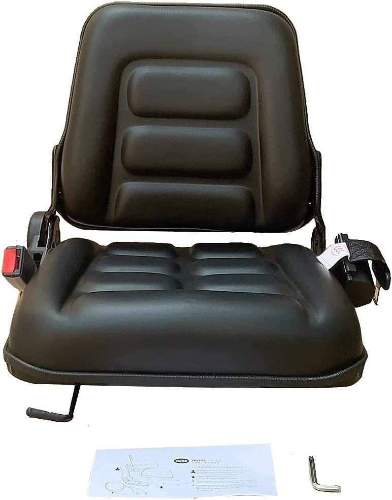 CDZHLTG Universal Forklift Seat Waterproof Forklift Suspension Seat with Safety Belt Adjustable Forklift Seat for Tractor Loader Excavator Forklift Black