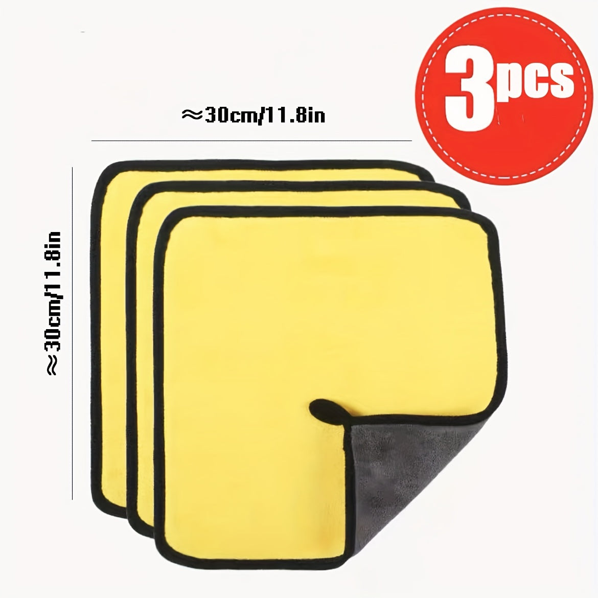 3pcs Super Absorbent Microfiber Car Wash Towels - Perfect For Interior Cleaning!