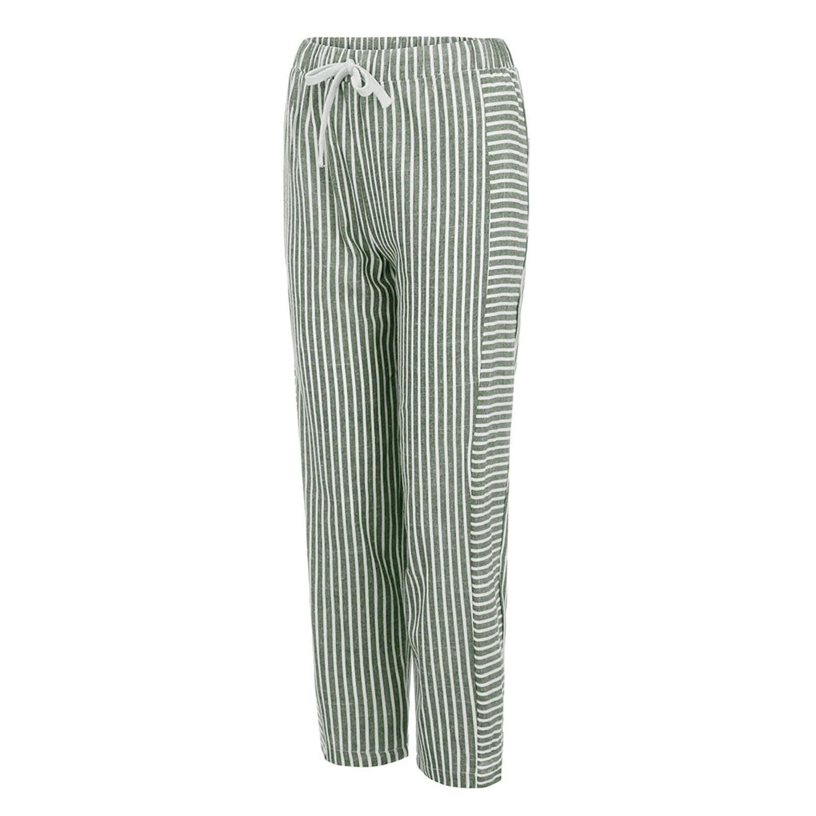 high waist long striped pants