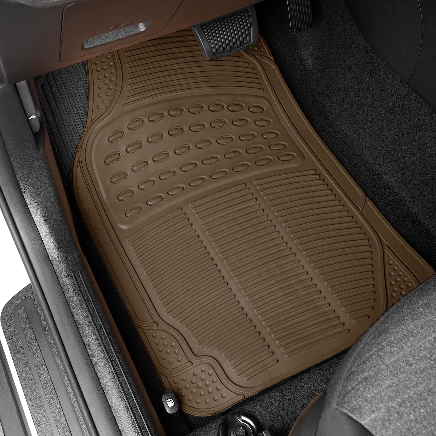 BDK ProLiner Floor Mats for Cars Trucks SUV, Beige 3-Piece Heavy Duty Car Mats with Universal Fit , All Weather Car Floor Liners