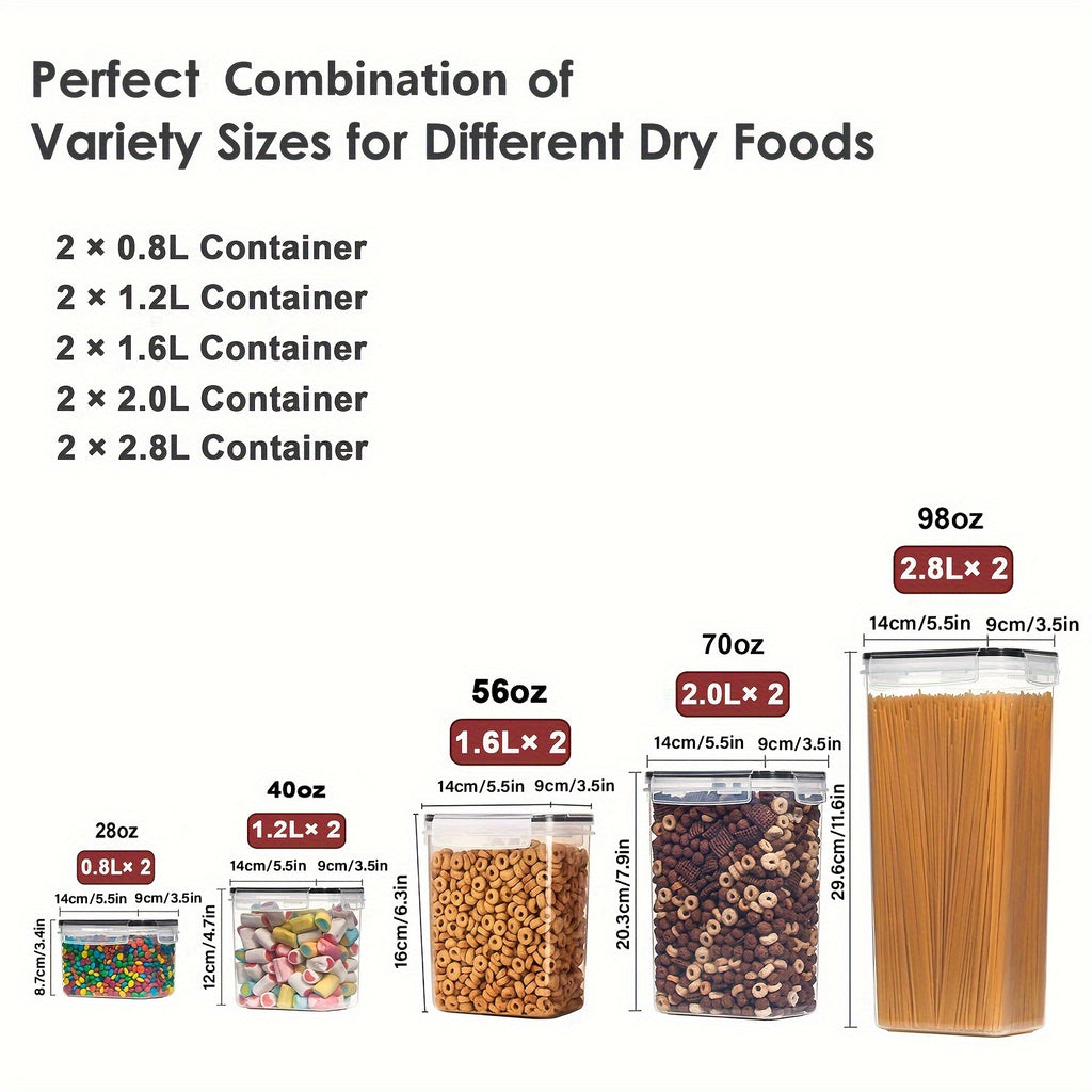 4/8/10pcs Airtight Food StoraContainers Set With Lids,BPA Plastic Kitchen And Pantry Organization Canisters For Cereal Flour,Sugar,with Labels