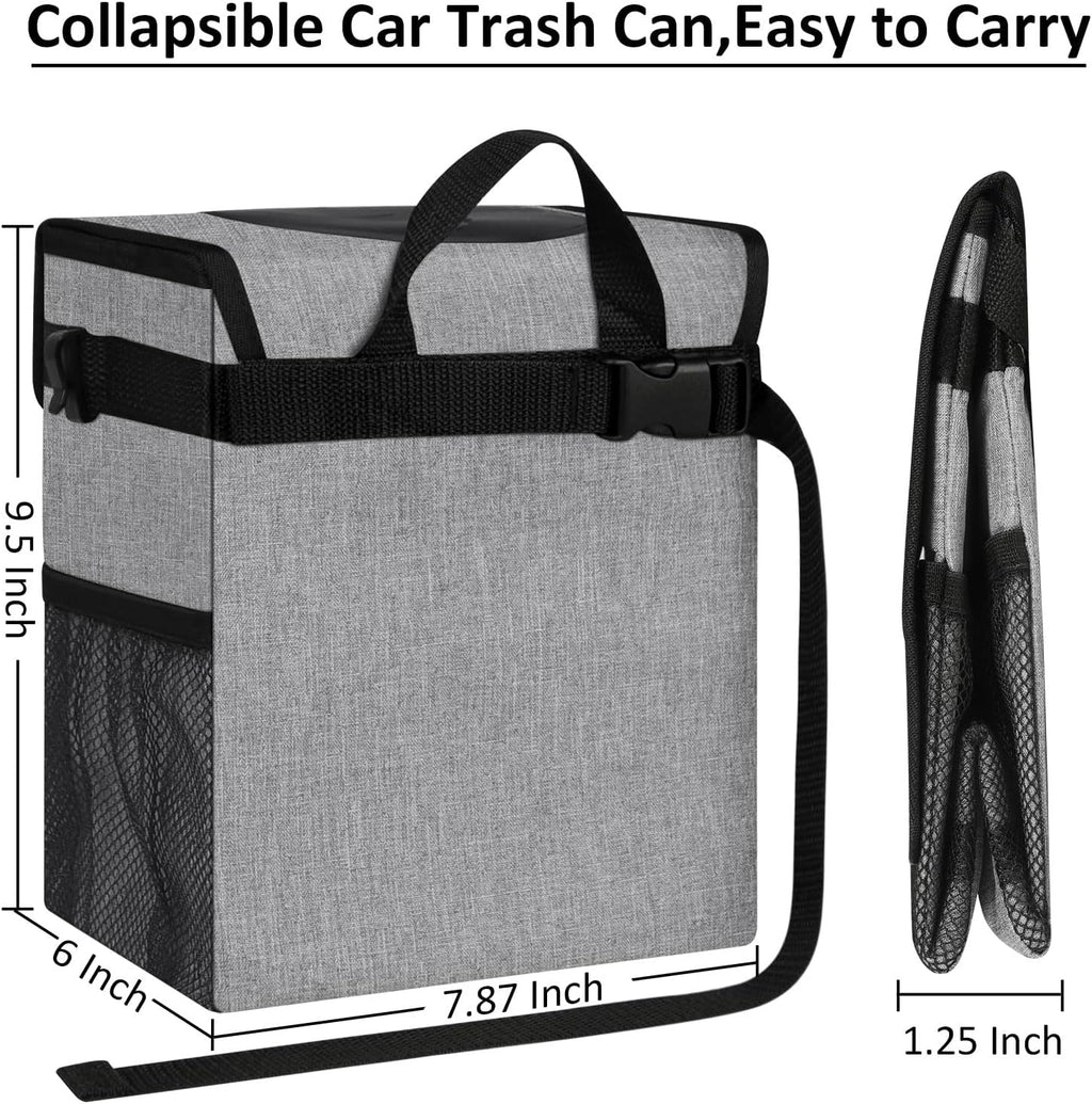 ELONGRIVER Car Trash Can Bin for Car Back Seat Leak Proof, Cute Car Trash Bag Hanging, Vehicle Trash Can for SUV Truck Van, Automotive Car Garbage Cans Front Seat Grey