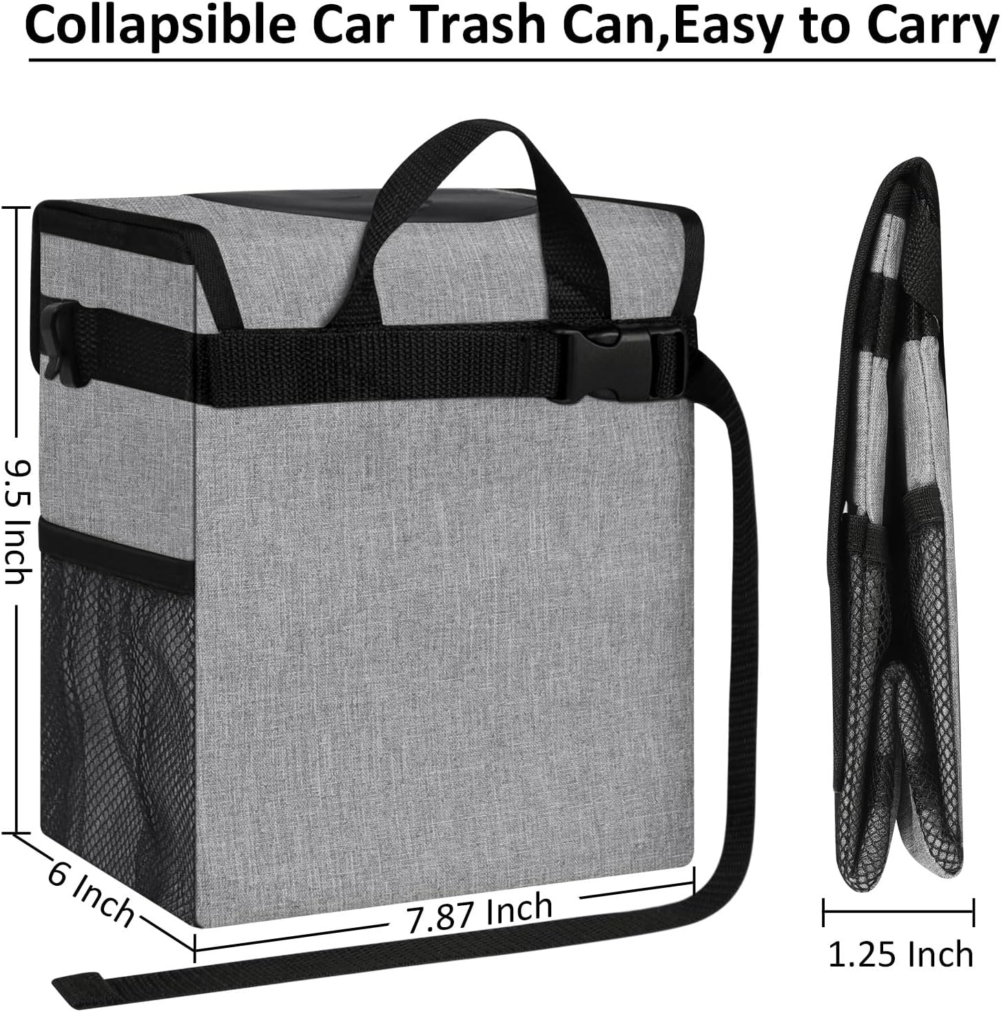 ELONGRIVER Car Trash Can Bin for Car Back Seat Leak Proof, Cute Car Trash Bag Hanging, Vehicle Trash Can for SUV Truck Van, Automotive Car Garbage Cans Front Seat Grey