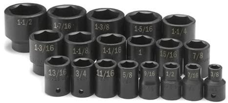 SK Hand Tool 4039 1/2" Drive 6 Point Standard Fractional Impact Socket Set (19 Piece)