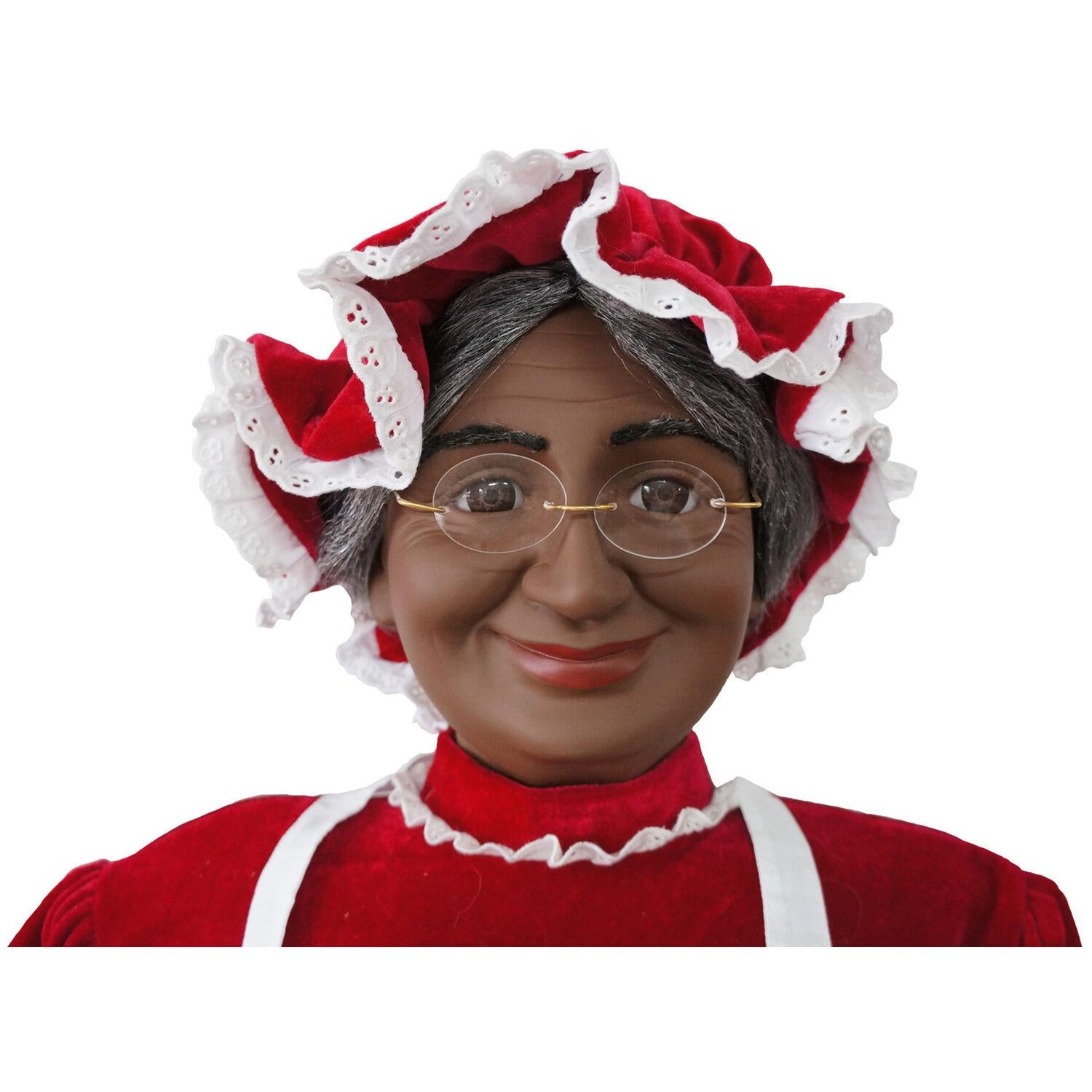 Christmas Time 58-In. African American Dancing Mrs. Claus with Apron and Gift Sack | Animated Indoor Christmas Holiday Home Decor | CT-AMC058-2RD1-AA