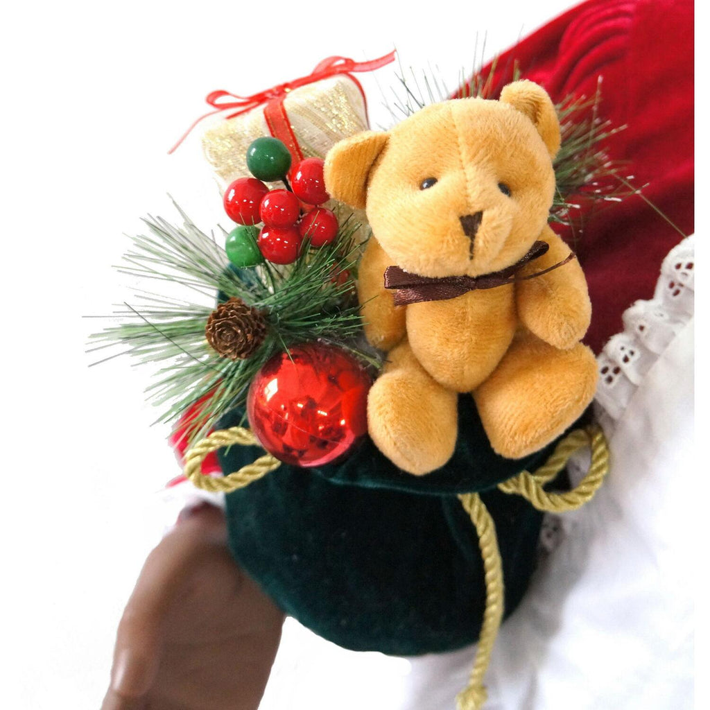 Christmas Time 58-In. African American Dancing Mrs. Claus with Apron and Gift Sack | Animated Indoor Christmas Holiday Home Decor | CT-AMC058-2RD1-AA