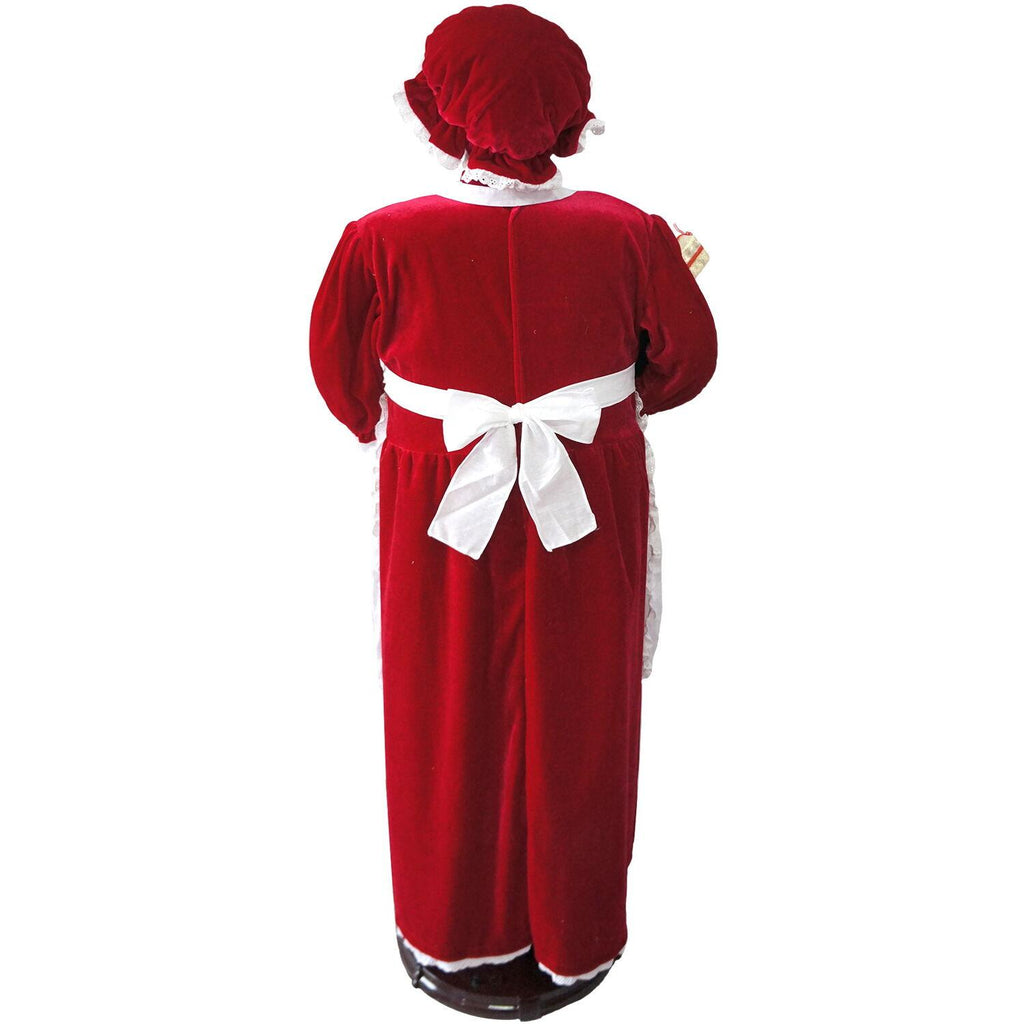Christmas Time 58-In. African American Dancing Mrs. Claus with Apron and Gift Sack | Animated Indoor Christmas Holiday Home Decor | CT-AMC058-2RD1-AA
