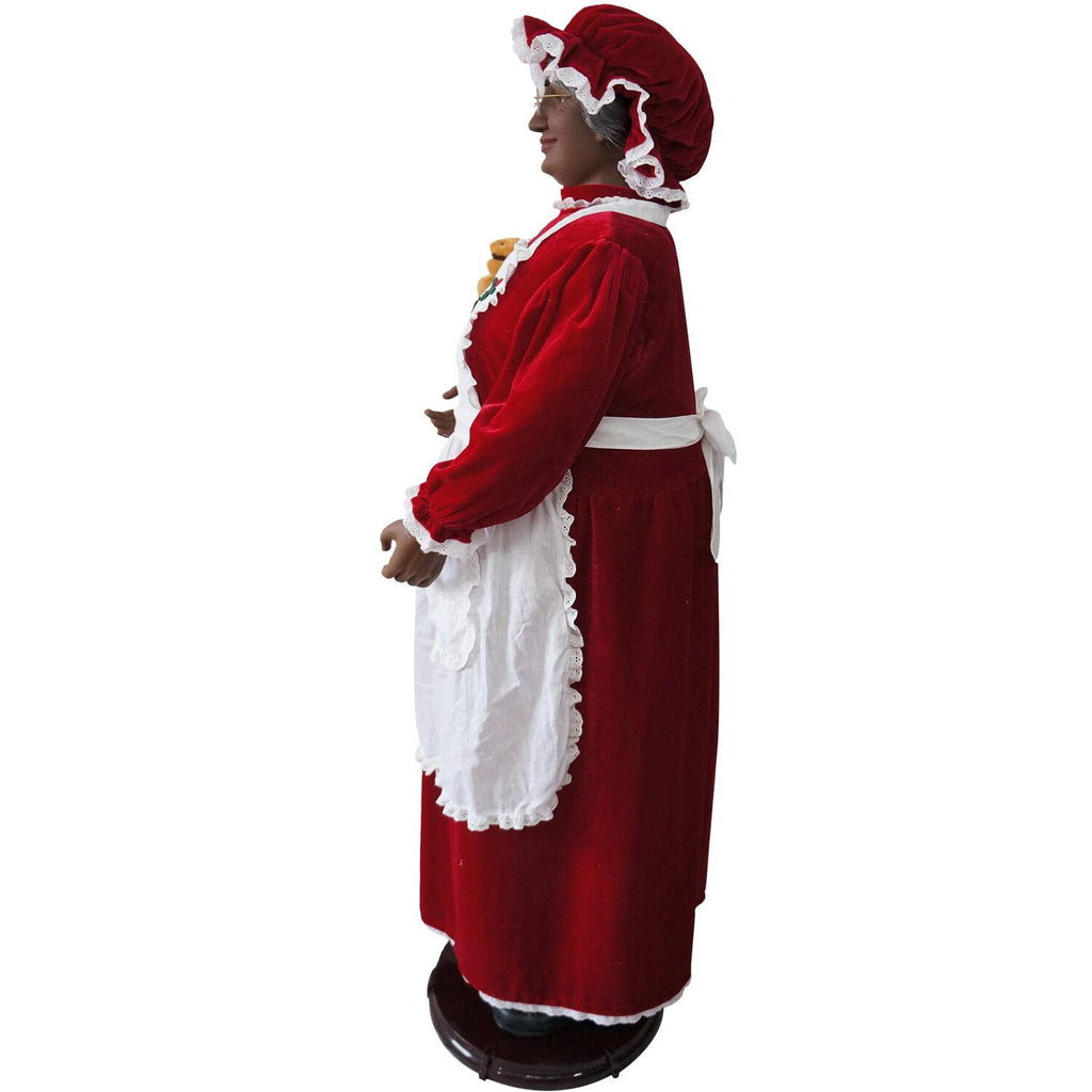 Christmas Time 58-In. African American Dancing Mrs. Claus with Apron and Gift Sack | Animated Indoor Christmas Holiday Home Decor | CT-AMC058-2RD1-AA