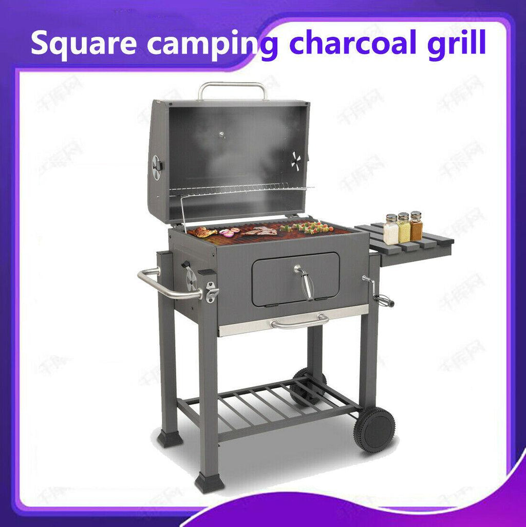 Foldable Camping Charcoal Grill Barbecue Stove Smoker CooGrill Warming Rack