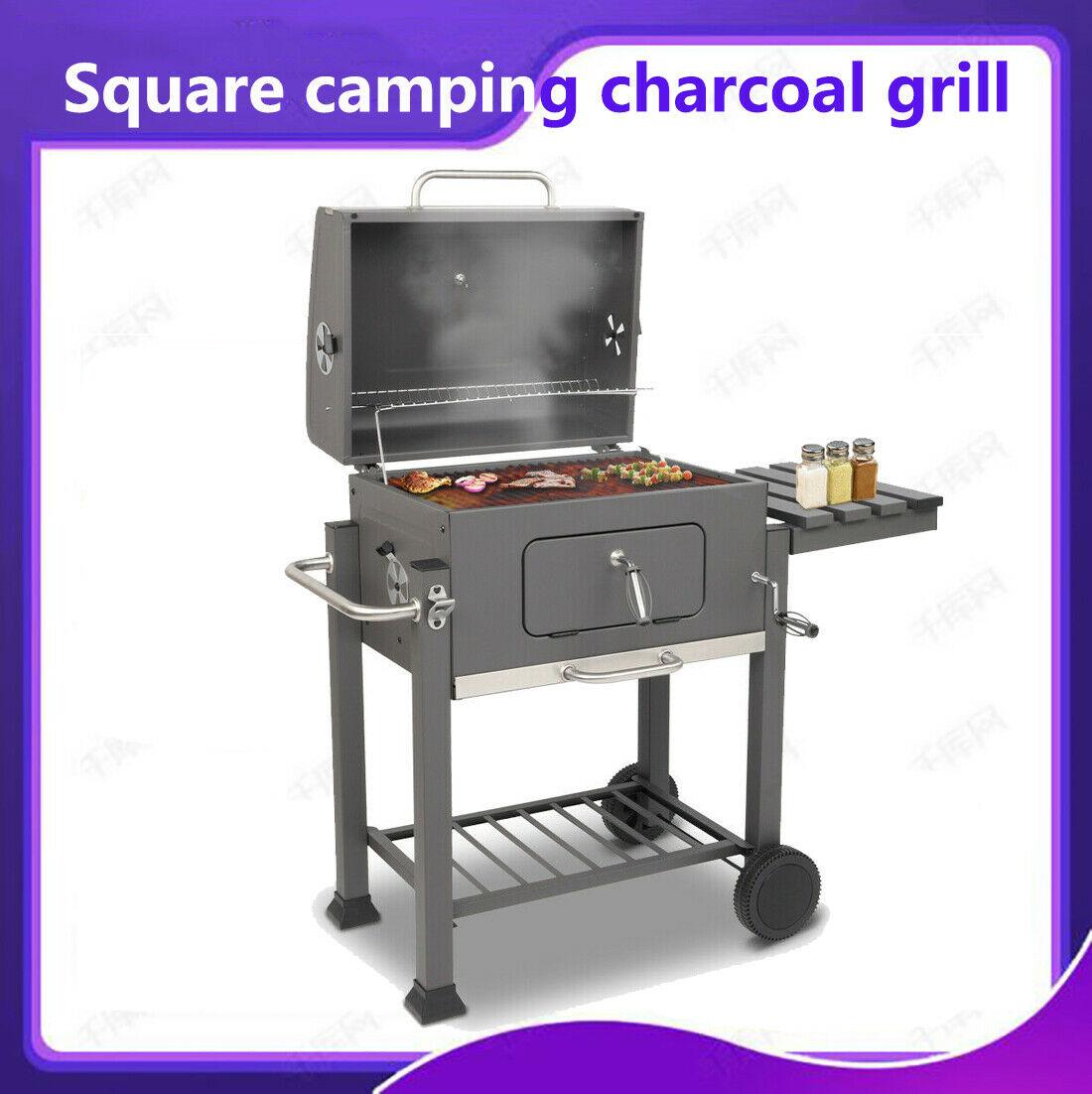 Foldable Camping Charcoal Grill Barbecue Stove Smoker CooGrill Warming Rack