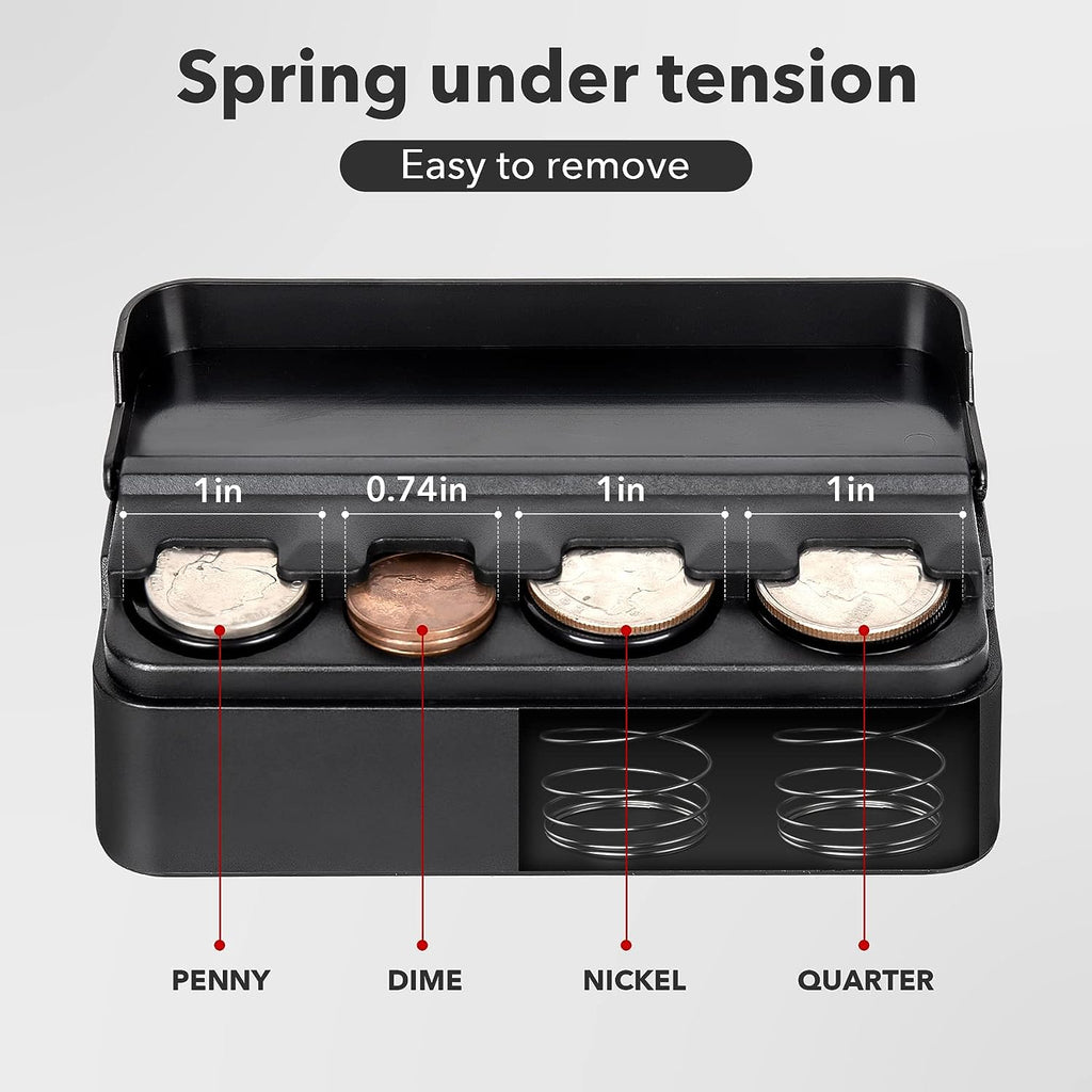 SINGARO Coin Holder for Car, Universal Car Coin Change Organizer, Car Coin Holder Compatible with Coins of Different Sizes, Car Interior Accessories, Suitable for Most Cars, Trucks