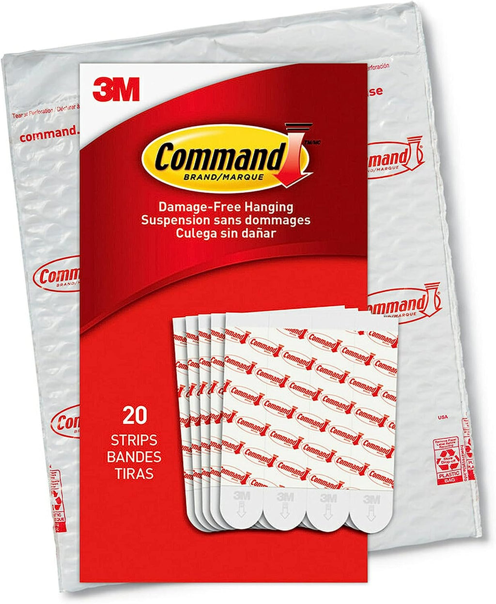 Command Large Refill Adhesive Strips, Damage Free Hanging Wall Adhesive Strips, 20 White Command Strips &amp; Medium Refill Adhesive Strips, 36 White Strips &amp; Small Refill Strips, White, 64-Strips