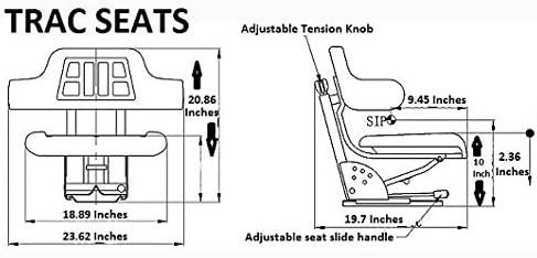 Black Waffle Style TRAC SEATS  Tractor Suspension SEAT with TILT FITS Massey Ferguson 231 234 234H 234S 235 240 245 250 255 265 270 274 275 285 (Fast - Delivers in 1-4 Business Days)